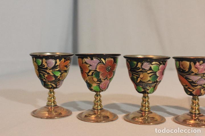 Vintage: CONJUNTO 6 COPAS Y BANDEJA TIPO CLOISONNE - Foto 6