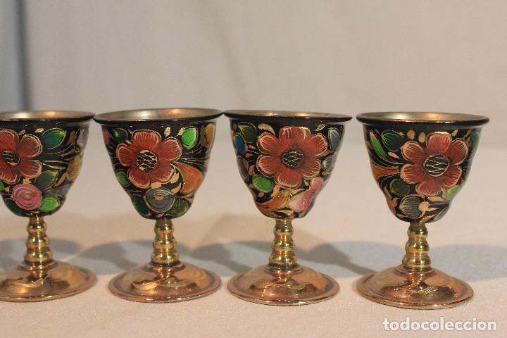 Vintage: CONJUNTO 6 COPAS Y BANDEJA TIPO CLOISONNE - Foto 7
