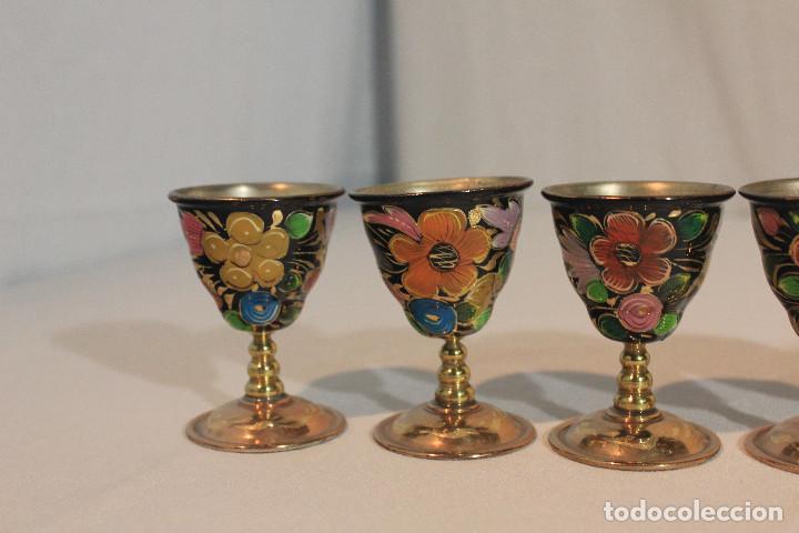 Vintage: CONJUNTO 6 COPAS Y BANDEJA TIPO CLOISONNE - Foto 8