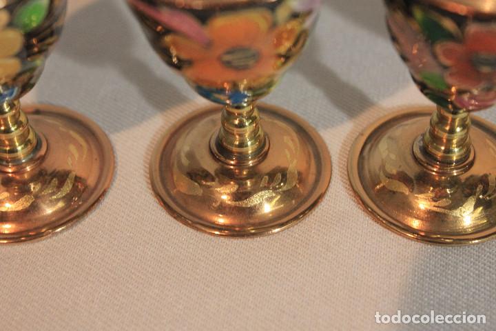Vintage: CONJUNTO 6 COPAS Y BANDEJA TIPO CLOISONNE - Foto 9
