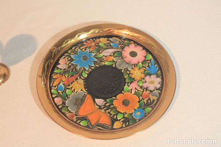 Vintage: CONJUNTO 6 COPAS Y BANDEJA TIPO CLOISONNE - Foto 11