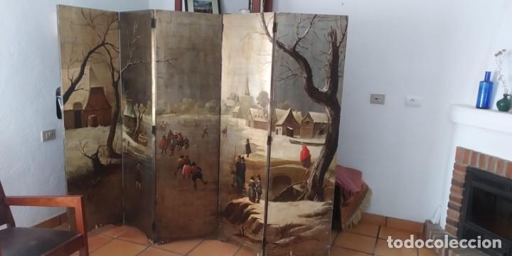 Vintage: Biombo madera pintado a mano - Foto 1