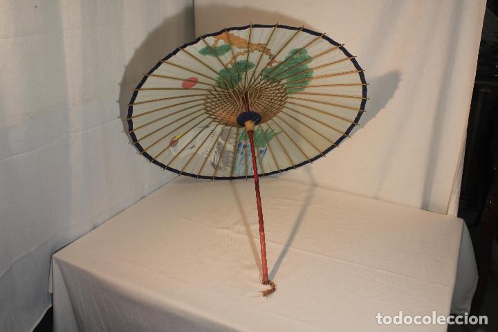 Vintage: SOMBRILLA TELA GARZAS - Foto 1