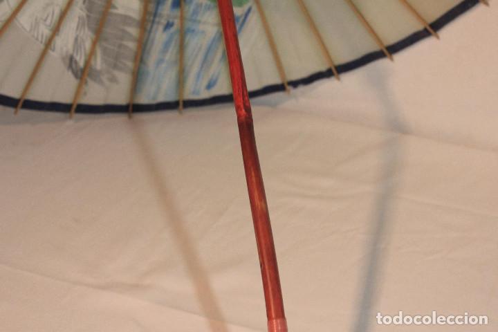 Vintage: SOMBRILLA TELA GARZAS - Foto 3