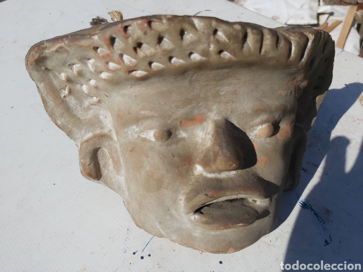 Vintage: Cabeza de indio am&eacute;ricano en barro - Foto 1