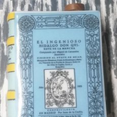 Vintage: LICORERA EN FORMA DE LIBRO, CERÁMICA. DON QUIJOTE DE LA MANCHA, MARCA GUILLÉN. Lote 325139873
