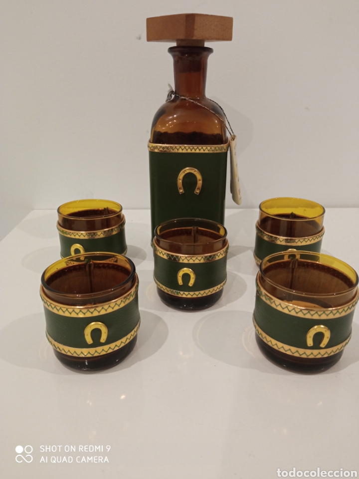 Vintage: Juego de botella y 5 vasos co&ntilde;ac - Foto 1