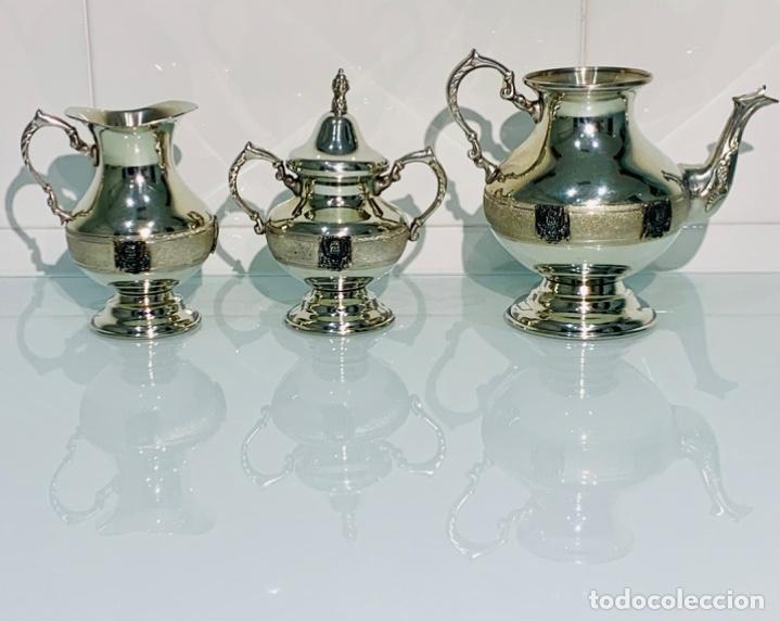 Vintage: Set 3 piezas T&eacute;. Peltre Fino (97% Esta&ntilde;o). Sellado. Fema, Bolivia. Dise&ntilde;o cl&aacute;sico. Vintage. Calidad.