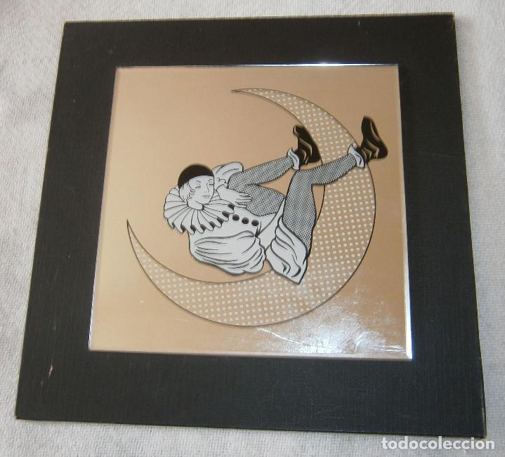 Vintage: espejo pierrot enmarcado 20 cms x 20 cms - Foto 2