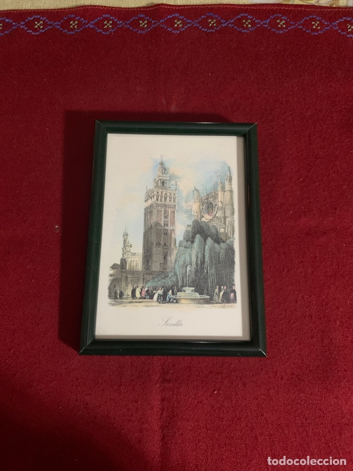 Vintage: Cuadro con grabado de Sevilla. Con marco. - Foto 4