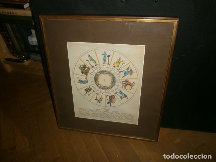 Vintage: L&aacute;mina Juego de mesa Germany Siglo XVIII enmarcada con cristal medida 50X45 cm. papel 32X77 cm.