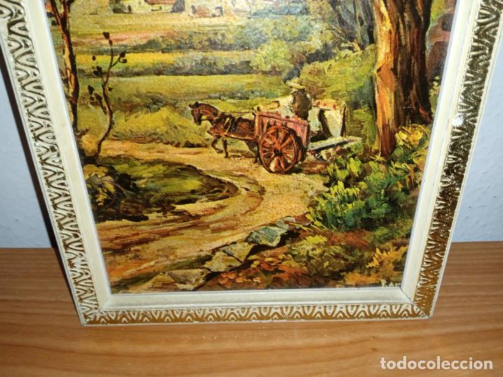 Vintage: Cuadro paisaje pueblo rectangular vintage - Foto 5