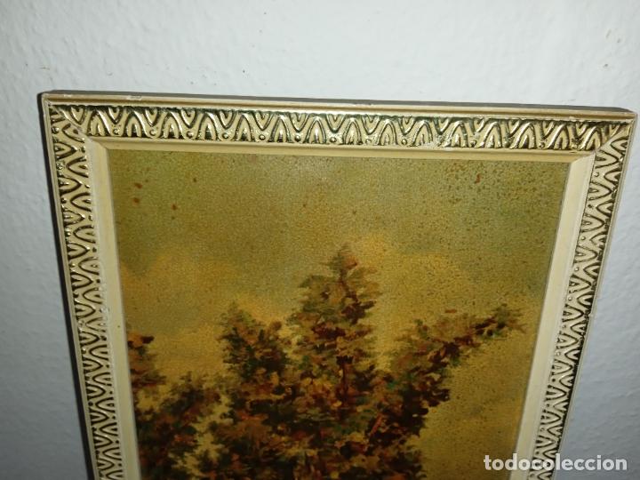 Vintage: Cuadro paisaje &aacute;rboles lago rectangular vintage - Foto 2