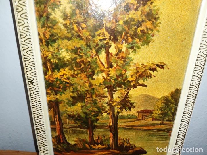Vintage: Cuadro paisaje &aacute;rboles lago rectangular vintage - Foto 4