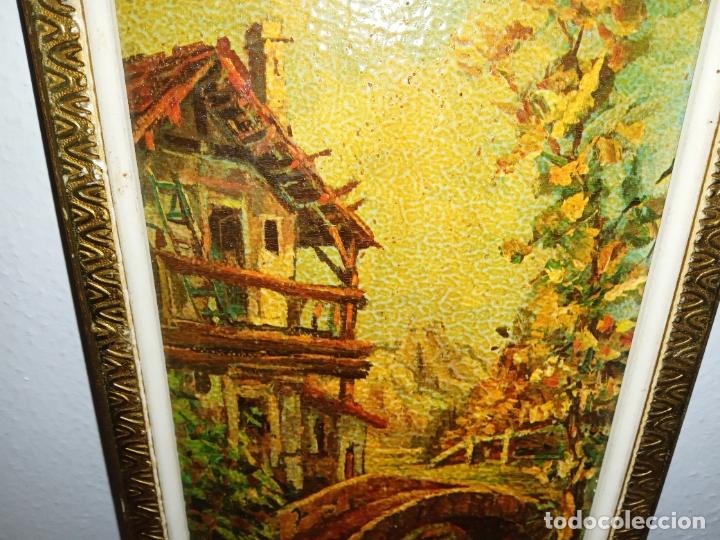 Vintage: Cuadro paisaje &aacute;rboles lago rectangular vintage - Foto 10