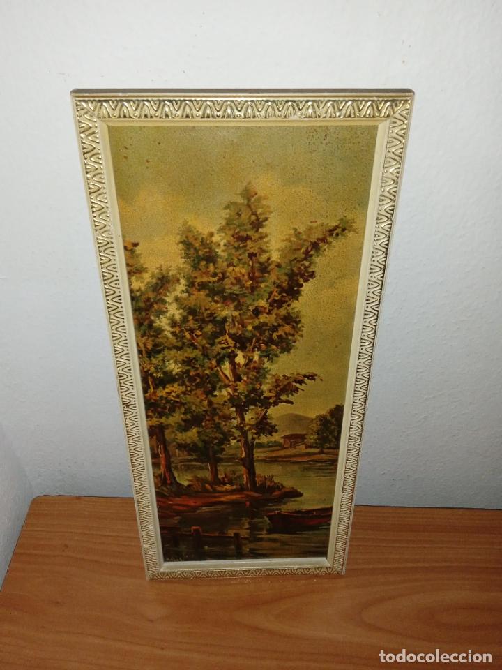 Vintage: Cuadro paisaje &aacute;rboles lago rectangular vintage - Foto 1