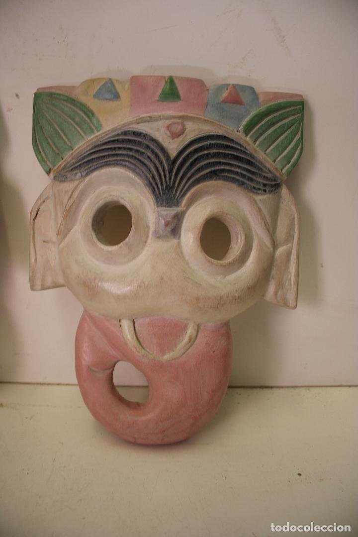 Vintage: 2 elefantes mascaras de madera - Foto 3