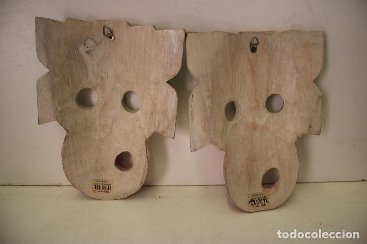 Vintage: 2 elefantes mascaras de madera - Foto 4