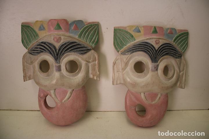 Vintage: 2 elefantes mascaras de madera