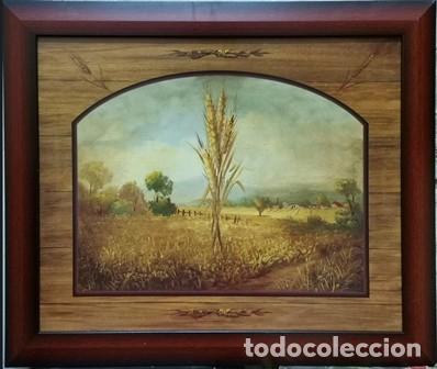 Vintage: UNA LAMINA ENMARCADA EN CARTON PRENSADO MOTIVO FLORAL - CUADRO-538