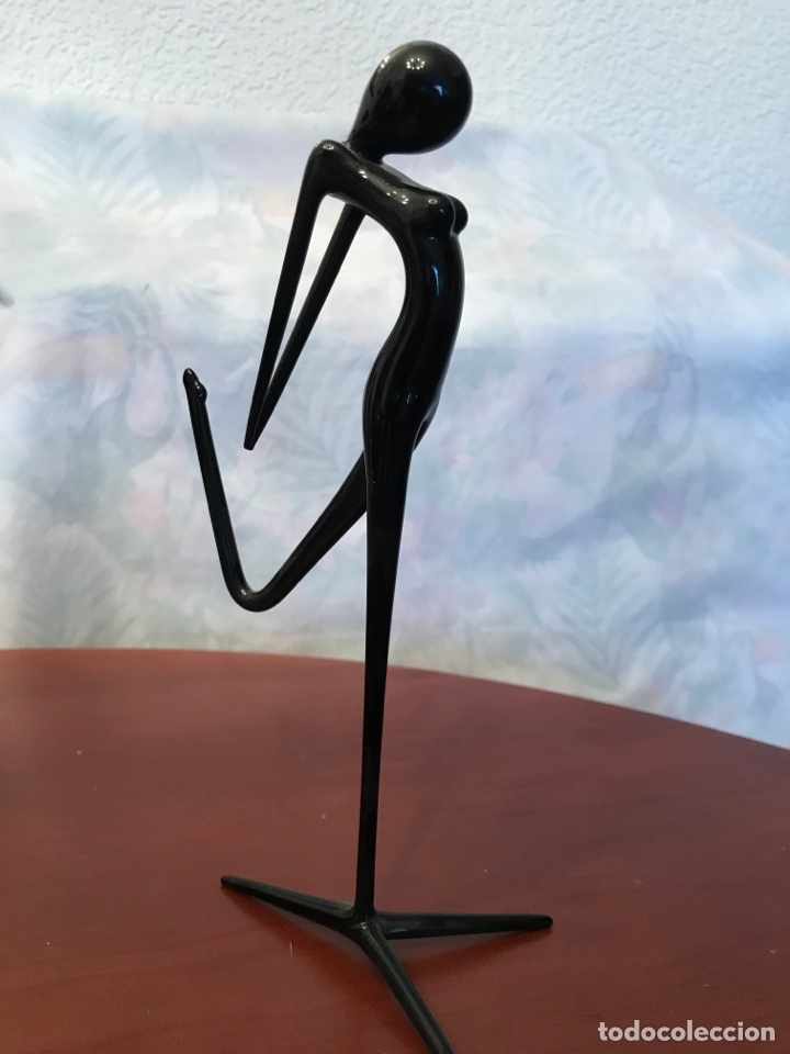 Vintage: Figura portasortijas metal lacado Alto 22 cm