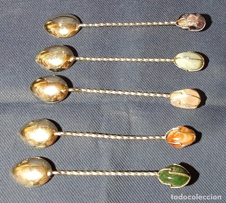 Vintage: 5 cucharas de caf&eacute; con piedra - Foto 5