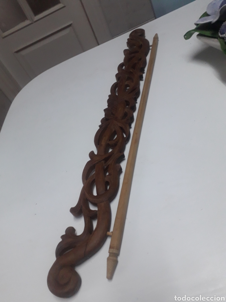 Vintage: Riel para cortina antiguo de madera