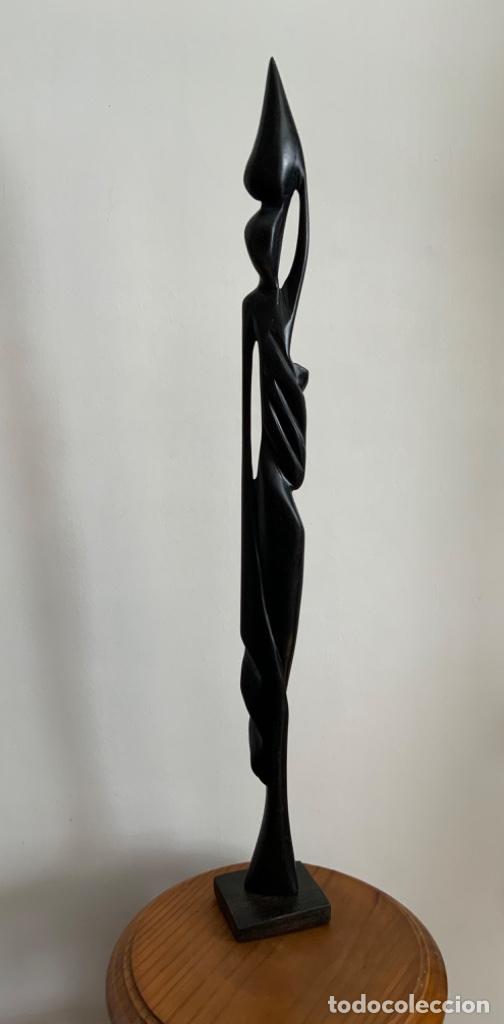 Vintage: TALLA DE MADERA NOBLE, AFRICANA, MADRE CON NI&Ntilde;O 45 CM ALTO