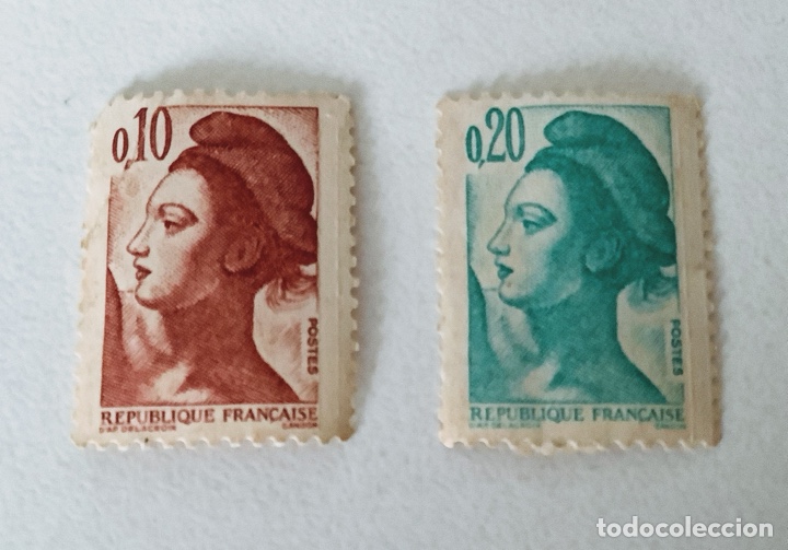Vintage: Lote de dos sellos de la Rep&uacute;blica francesa sin utilizar - Foto 1