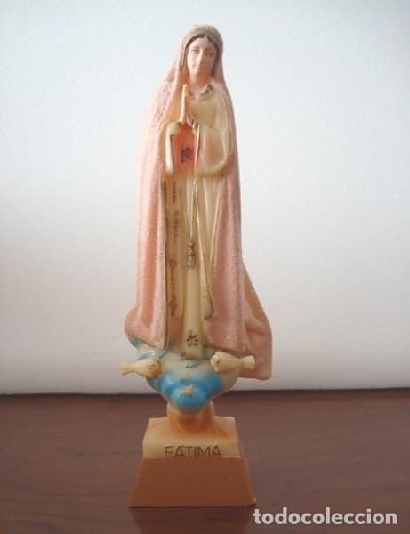 Vintage: Figura de la Virgen de F&aacute;tima en pl&aacute;stico t&eacute;rmico - Foto 1