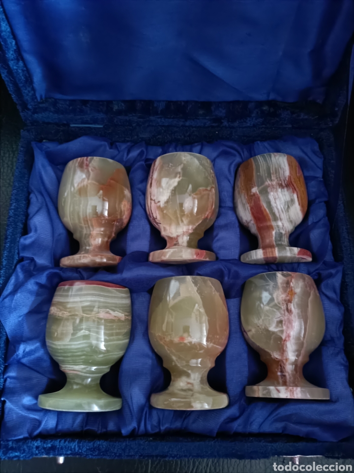 Vintage: Juego de 6 copas m&aacute;rmol onix. - Foto 5