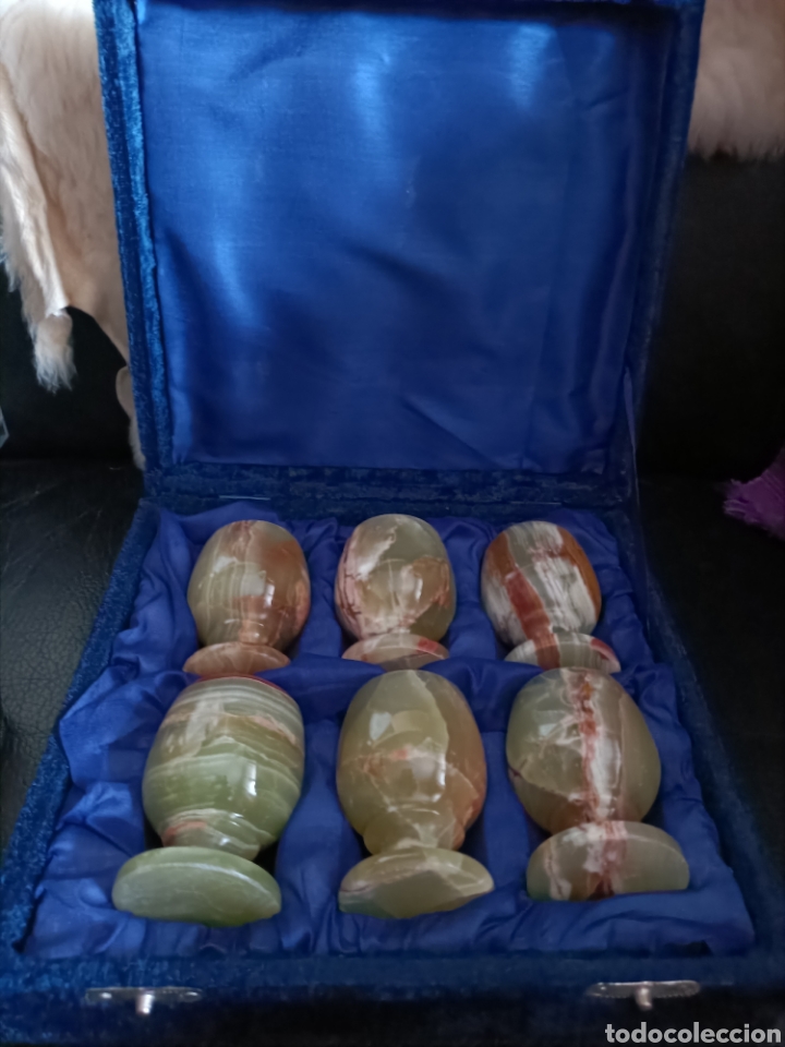 Vintage: Juego de 6 copas m&aacute;rmol onix. - Foto 6