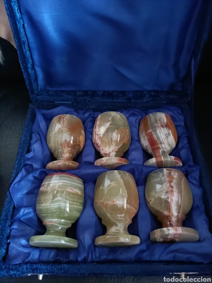 Vintage: Juego de 6 copas m&aacute;rmol onix. - Foto 1