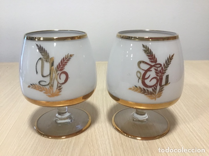 Vintage: Copas TU y YO de cristal y dorado - Foto 1