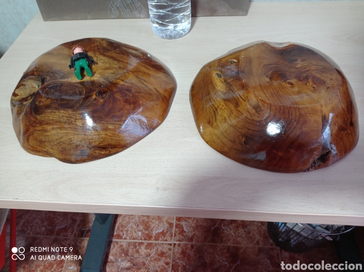 Vintage: CUENCO PLATO MADERA MACIZA LOTE DE 2 - Foto 2