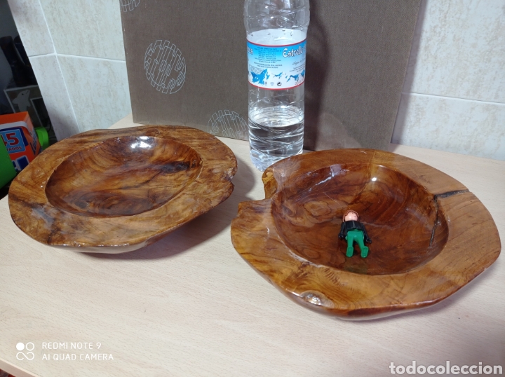 Vintage: CUENCO PLATO MADERA MACIZA LOTE DE 2 - Foto 1