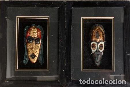 Vintage: PAREJA DE CUADROS, CON CARETAS ETNICAS. CUADROETNICO-01