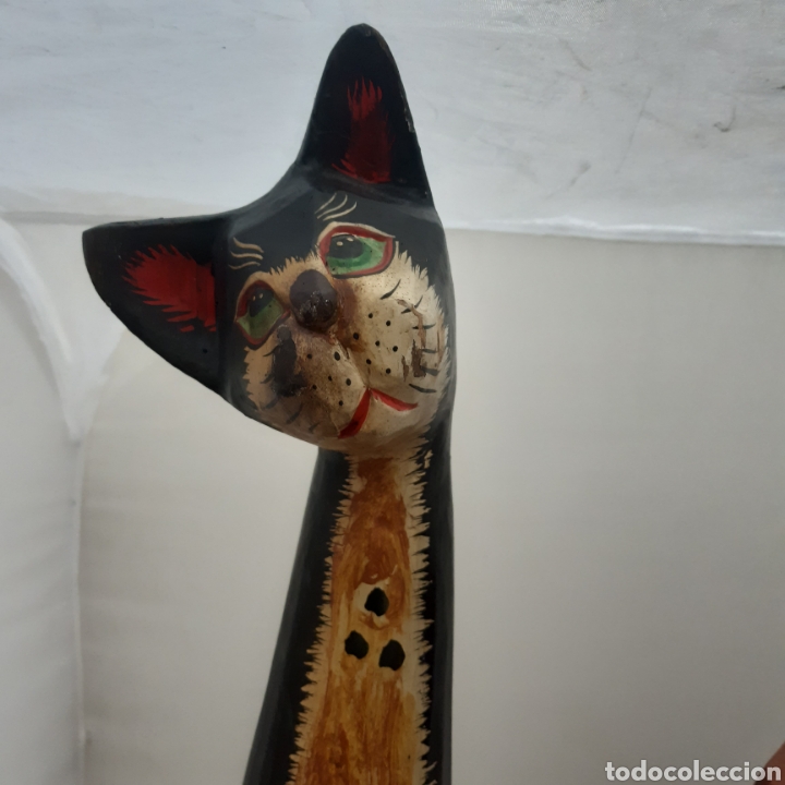 Vintage: Dos gatos en madera tallada - Foto 2