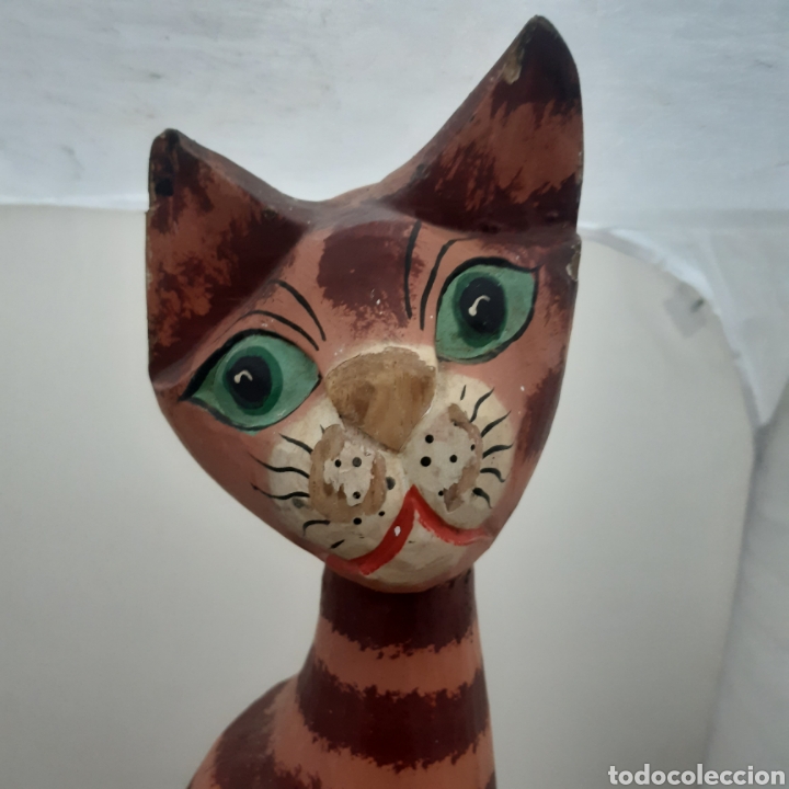 Vintage: Dos gatos en madera tallada - Foto 3