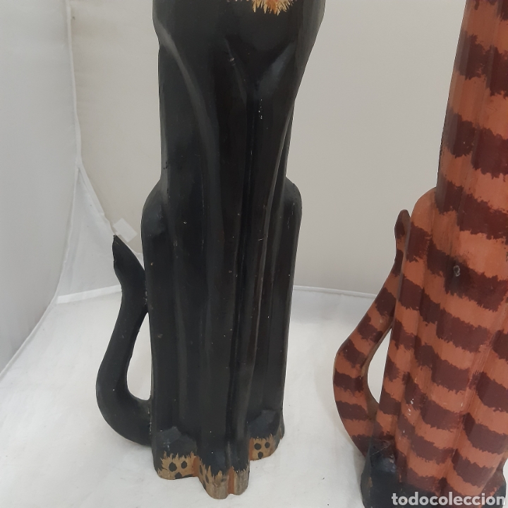 Vintage: Dos gatos en madera tallada - Foto 4