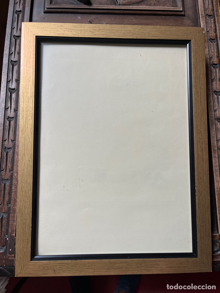 Vintage: Marco en madera dorado con cristal