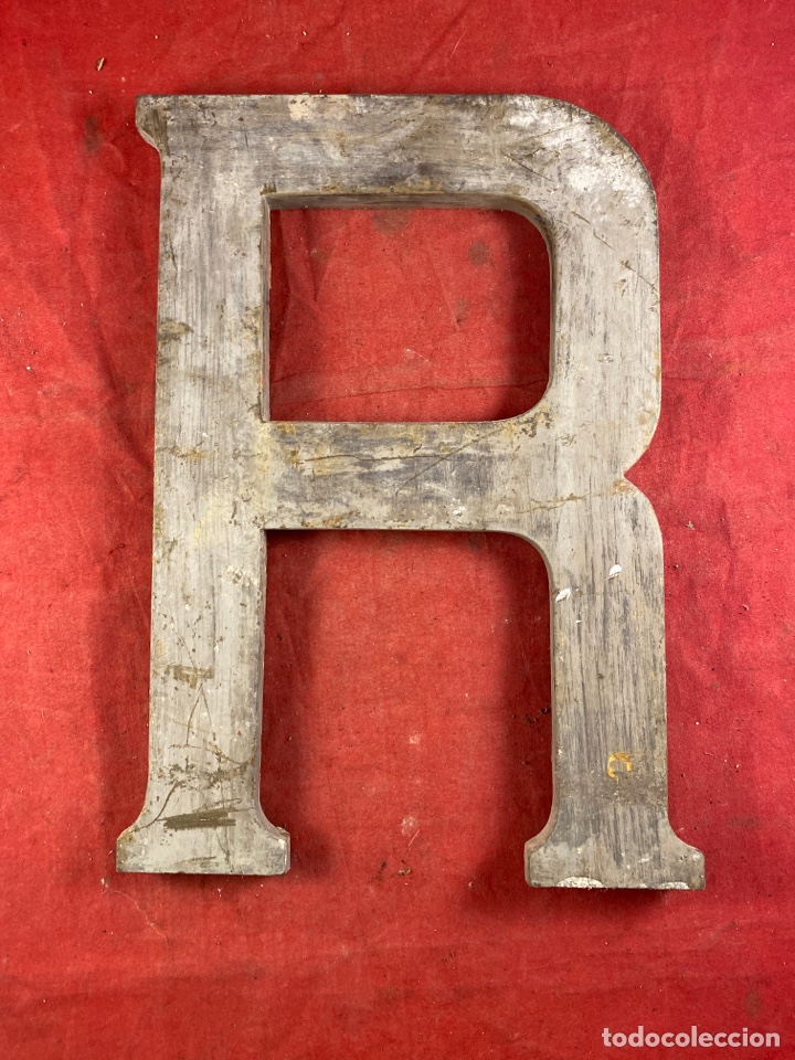 Vintage: LETRA R PUBLICIDAD CARTEL ALEACI&Oacute;N