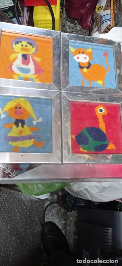 Vintage: LOTE 5 MINI CUADROS INFANTILES EN PUNTO DE CRUZ