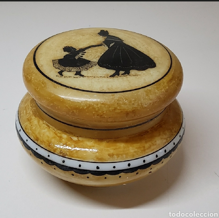 Vintage: Antigua y bella caja de opalina pintada a mano. - Foto 2
