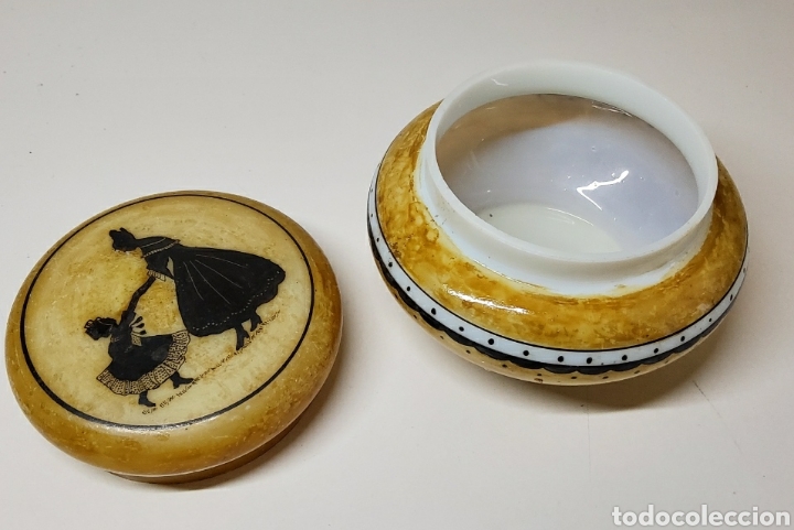 Vintage: Antigua y bella caja de opalina pintada a mano. - Foto 3