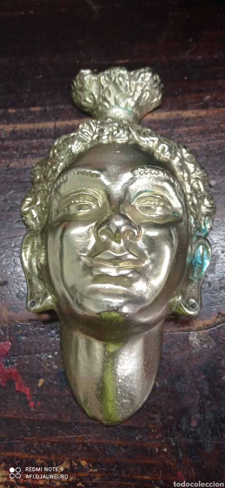 Vintage: Pareja bustos rostros metalicos africanos