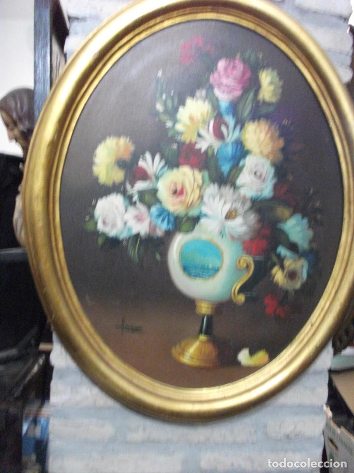 Vintage: ANTIGUO CUADRO OVALADO PINTURA FLORAL REF. BRE