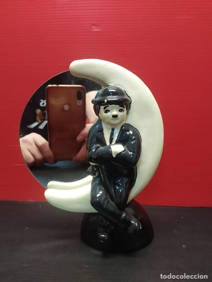 Vintage: figura con espejo de escayola charles chaplin charlot a&ntilde;os 80 vintage