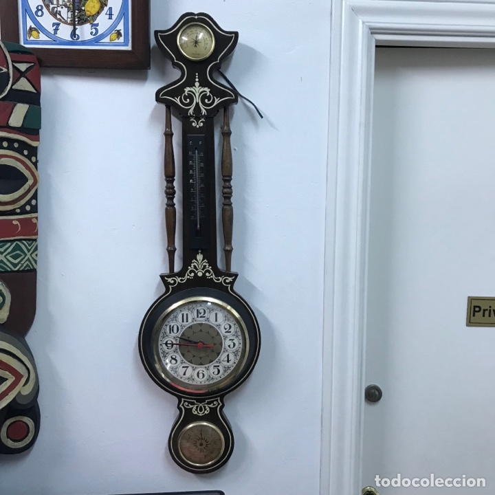 Vintage: BAR&Oacute;METRO TERM&Oacute;METRO Y RELOJ DECORATIVO - Foto 1