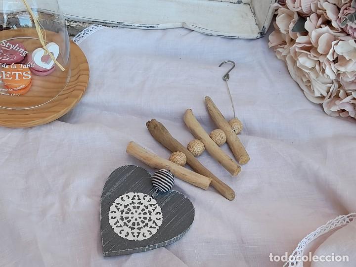 Vintage: Colgante madera natural con coraz&oacute;n - Foto 2